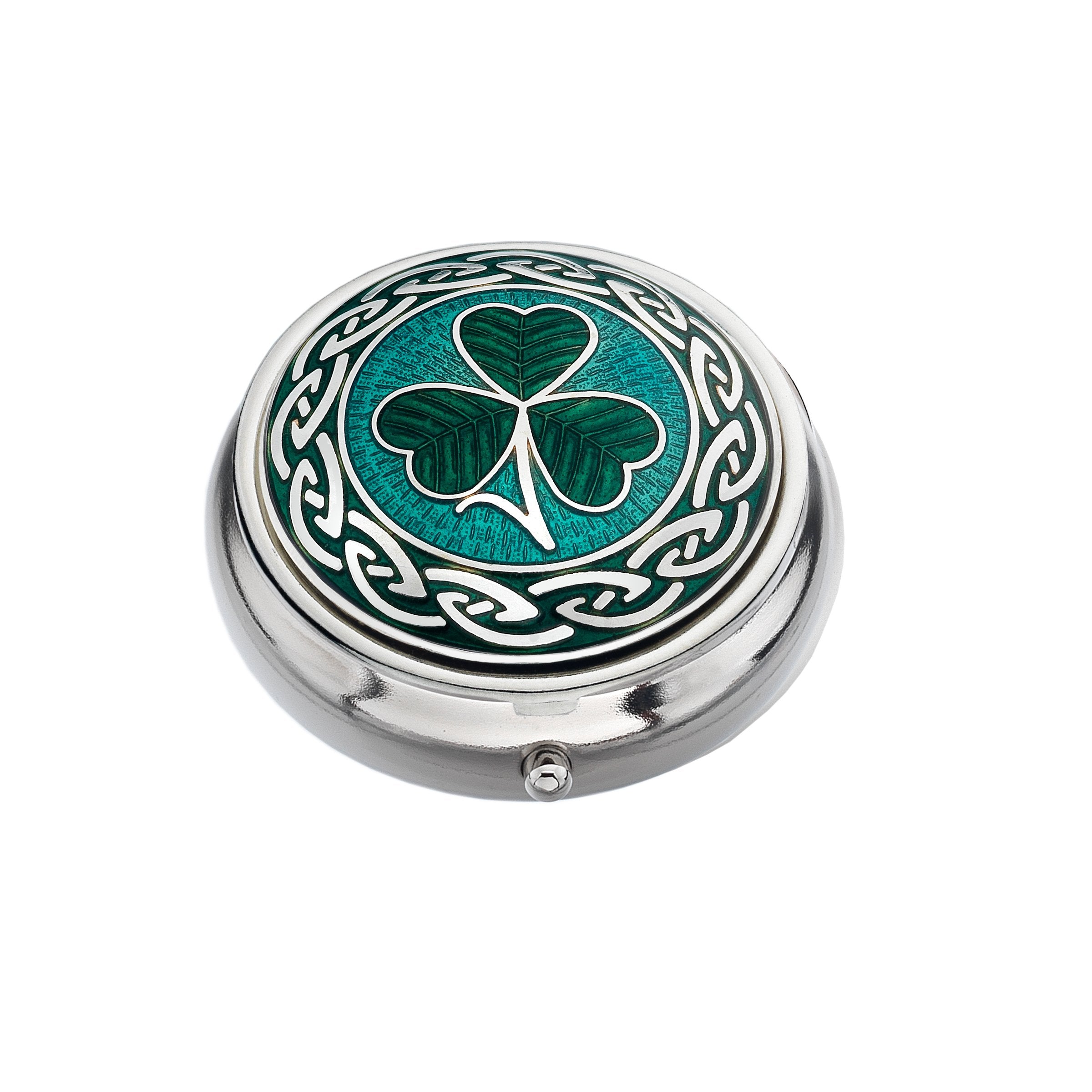 Celtic Shamrock Enamel Pillbox